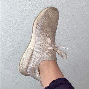 White Adidas NMD R1 STLT Primeknit